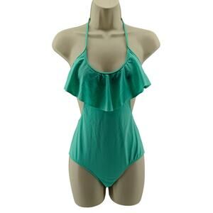 Victoria's Secret Flounce Halter One Piece Swimsuit Backless Cut Out Sides